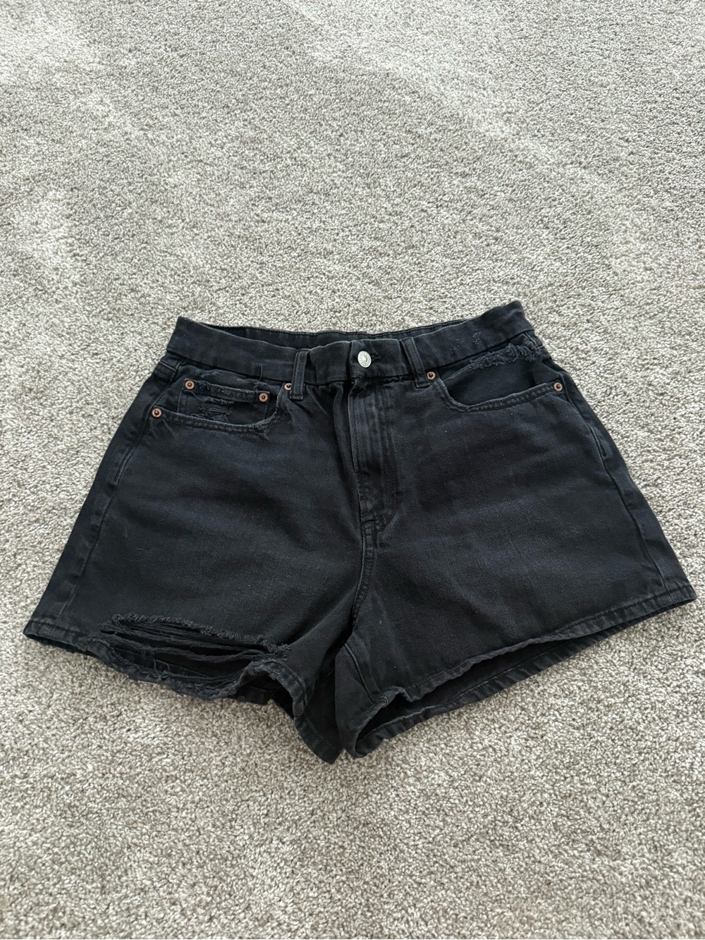 American Eagle Outfitters Black High-Rise Denim Shorts